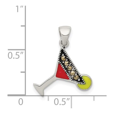 Sterling Silver Marcasite Martini Pendant – view 4