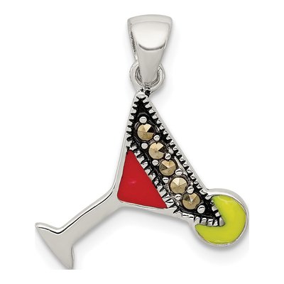Sterling Silver Marcasite Martini Pendant