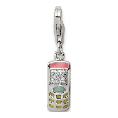 Sterling Silver CZ Cell Phone Charm