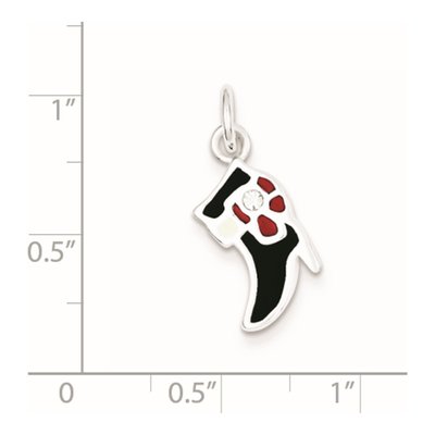 Sterling Silver Black Red Enamel Boot Charm – view 2