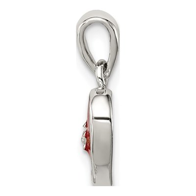 Sterling Silver CZ Enamel Heart Pendant – view 3