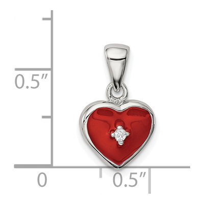 Sterling Silver CZ Enamel Heart Pendant – view 5