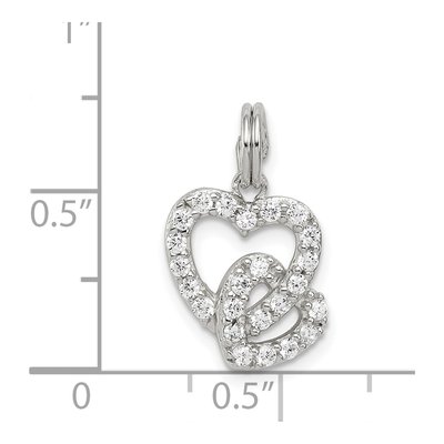 Sterling Silver CZ Interlocking Hearts Charm – view 4