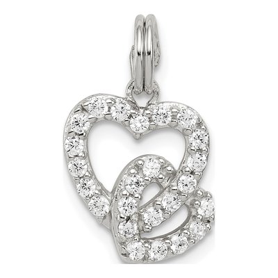 Sterling Silver CZ Interlocking Hearts Charm