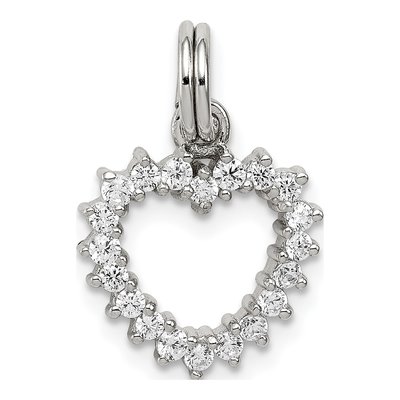 Sterling Silver CZ Heart Pendant