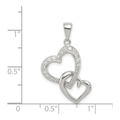 Sterling Silver CZ Double Heart Pendant – view 4