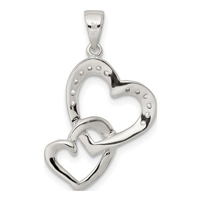 Sterling Silver CZ Double Heart Pendant – view 5