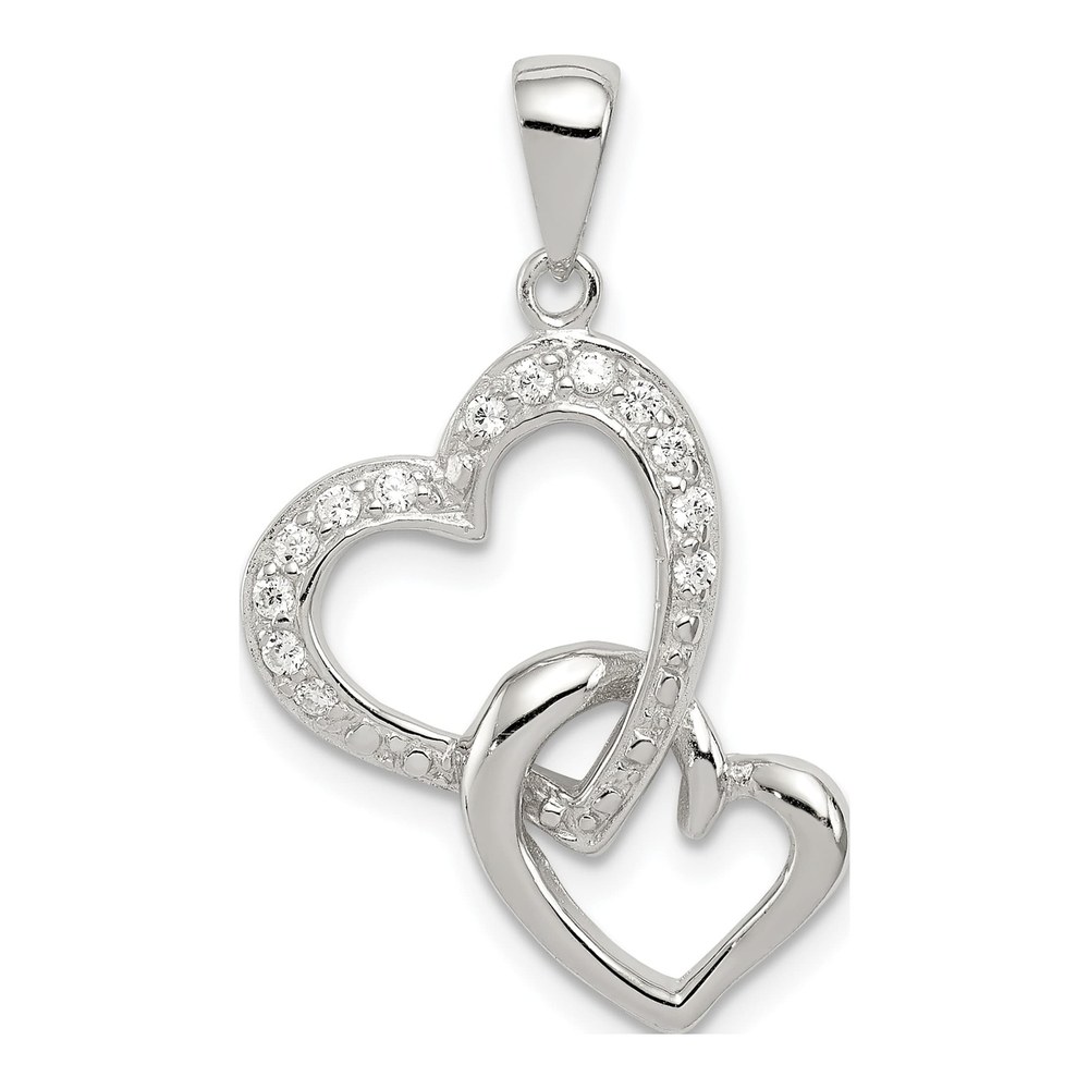 Sterling Silver CZ Double Heart Pendant
