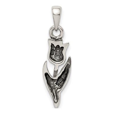 Sterling Silver Antiqued Tulip Pendant – view 5