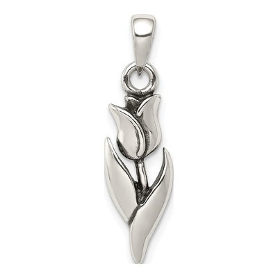 Sterling Silver Antiqued Tulip Pendant