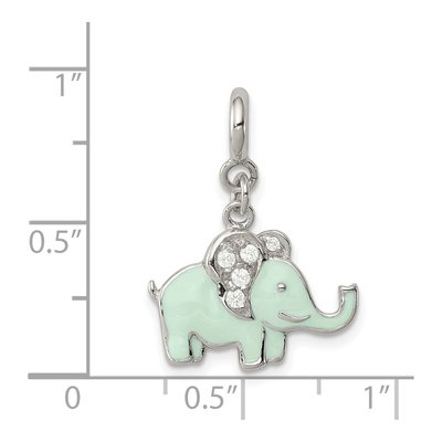 Sterling Silver CZ Enamel Elephant Pendant – view 4