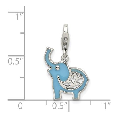 Sterling Silver Blue Enamel Elephant Charm – view 4