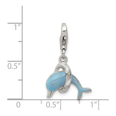 Sterling Silver Enameled Dolphin Charm – view 4