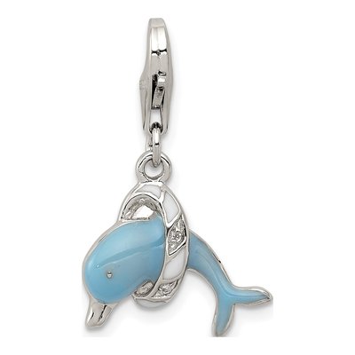 Sterling Silver Enameled Dolphin Charm