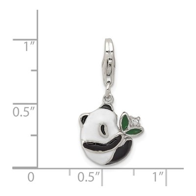 Sterling Silver CZ Enamel Panda Charm – view 4