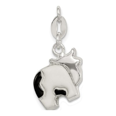 Sterling Silver Enameled Cow for Kids Charm – view 5