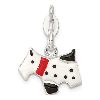 Sterling Silver Enameled Scottie Dog Charm