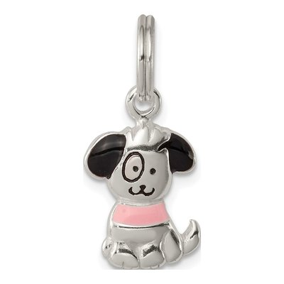 Sterling Silver Enameled Puppy Charm