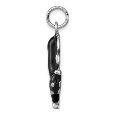 Sterling Silver Black Enamel Cat Pendant – view 3