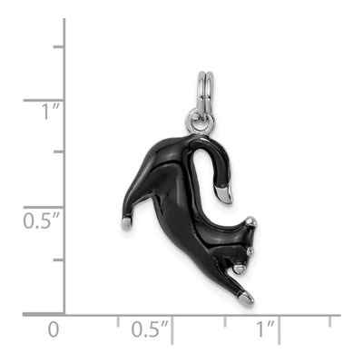 Sterling Silver Black Enamel Cat Pendant – view 5