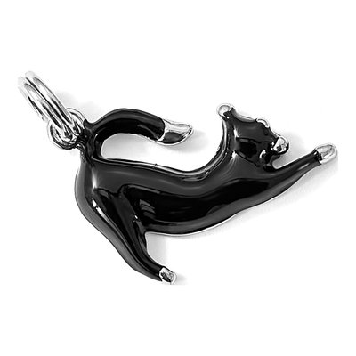 Sterling Silver Black Enamel Cat Pendant – view 6