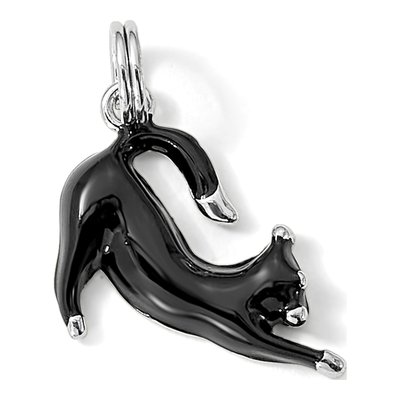 Sterling Silver Black Enamel Cat Pendant – view 7