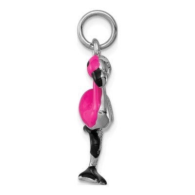 Sterling Silver Girls' Enamel Flamingo Charm – view 3