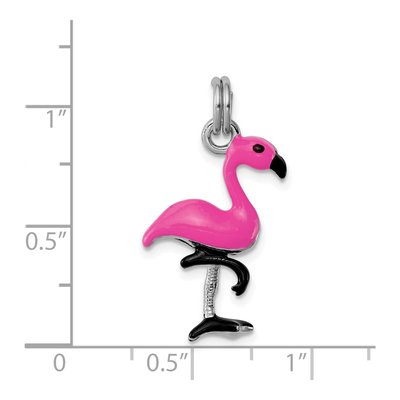 Sterling Silver Girls' Enamel Flamingo Charm – view 4