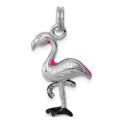 Sterling Silver Girls' Enamel Flamingo Charm – view 5