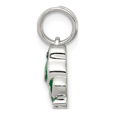 Sterling Silver Green Enamel Frog Pendant – view 3