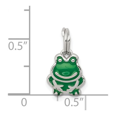 Sterling Silver Green Enamel Frog Pendant – view 4