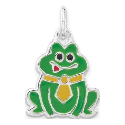 Sterling Silver Multicolor Enameled Frog Charm