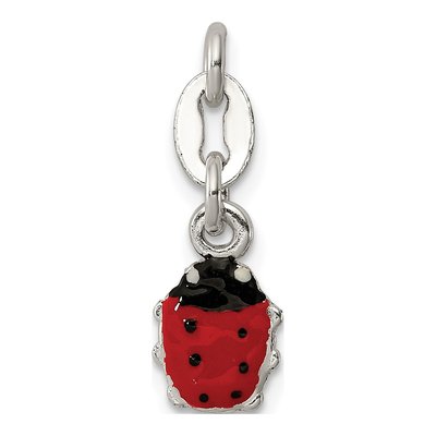 Sterling Silver Enameled Ladybug for Kids Charm