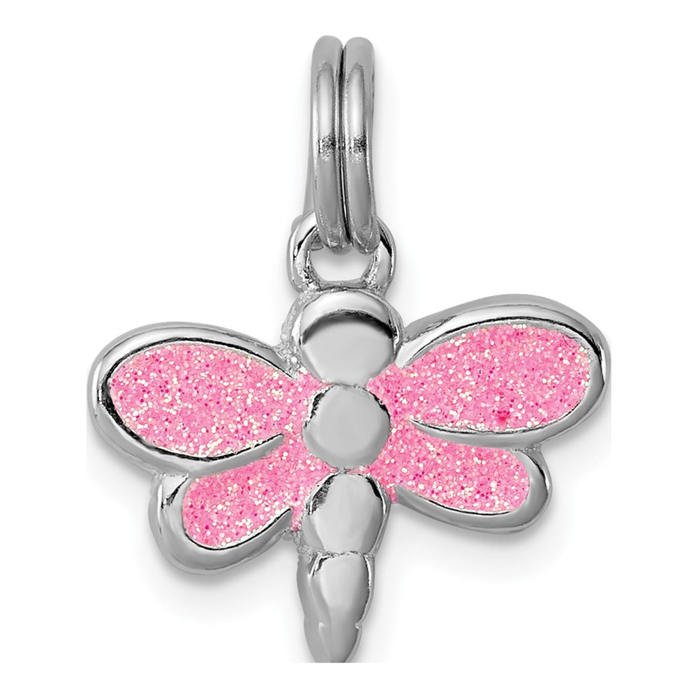 Sterling Silver Glitter Enamel Dragonfly Charm