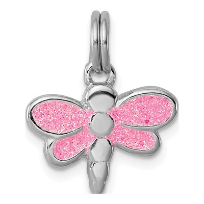 Sterling Silver Glitter Enamel Dragonfly Charm