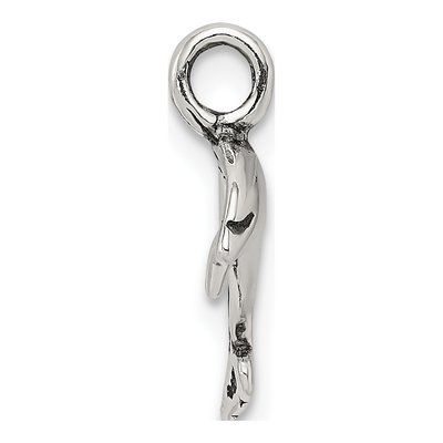 Sterling Silver Antiqued Small Dolphin Charm – view 3