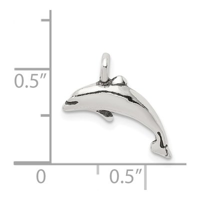 Sterling Silver Antiqued Small Dolphin Charm – view 4
