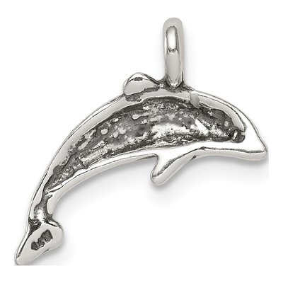 Sterling Silver Antiqued Small Dolphin Charm – view 5
