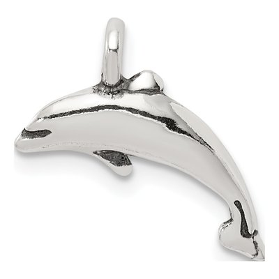 Sterling Silver Antiqued Small Dolphin Charm