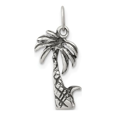 Sterling Silver Antiqued Palm Tree Charm
