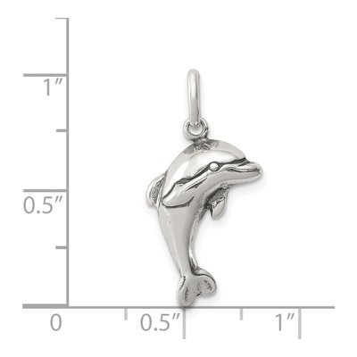 Sterling Silver Antiqued Dolphin Pendant – view 4
