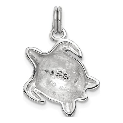 Sterling Silver Green Enamel Turtle Pendant – view 4