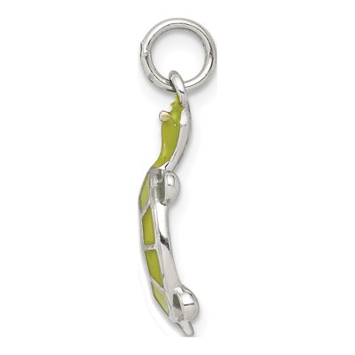 Sterling Silver Green Enamel Turtle Pendant – view 3