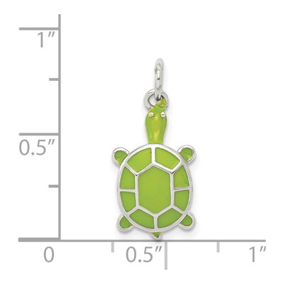 Sterling Silver Green Enamel Turtle Pendant – view 4