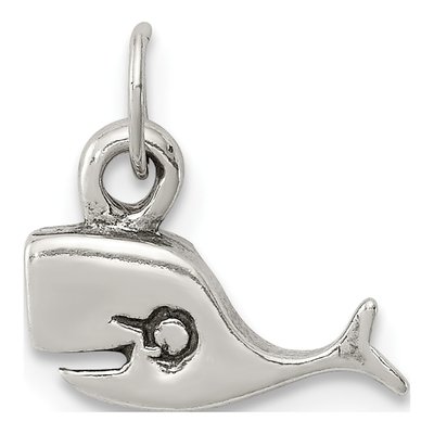 Sterling Silver Antiqued Whale Pendant