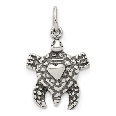 Sterling Silver Antiqued Sea Turtle Charm