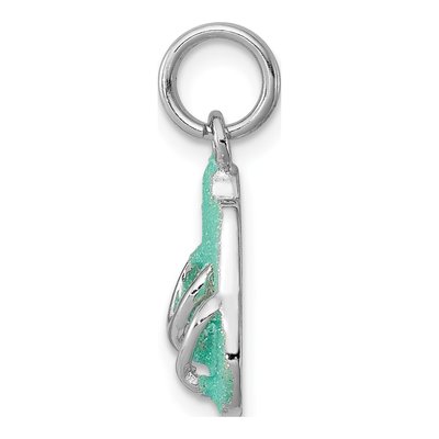Sterling Silver Green Enamel Flip Flops Charm – view 3