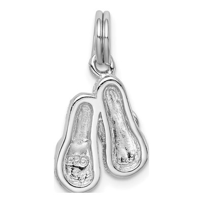 Sterling Silver Green Enamel Flip Flops Charm – view 4