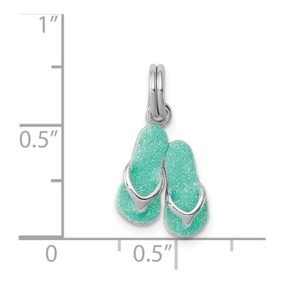 Sterling Silver Green Enamel Flip Flops Charm – view 5