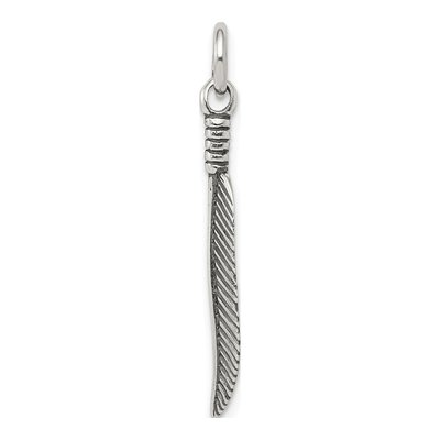 Sterling Silver Antiqued Feather Pendant – view 3